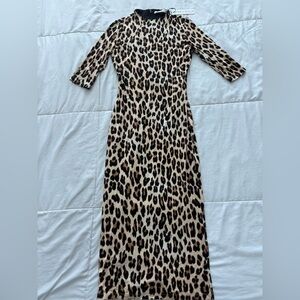 Alice + Olivia Leopard Print Long Sleeve Dress